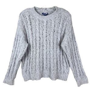 AMERICAN EAGLE WOMEN’S SWEATER OPEN KNIT CABLE SIZE S LONG SLEEVES CREW NECK